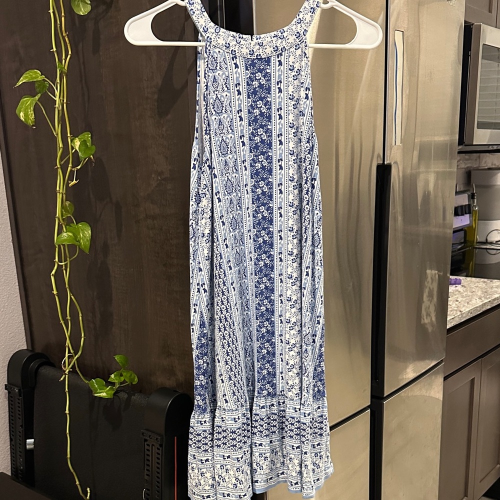 LOFT Blue and White Floral Dress